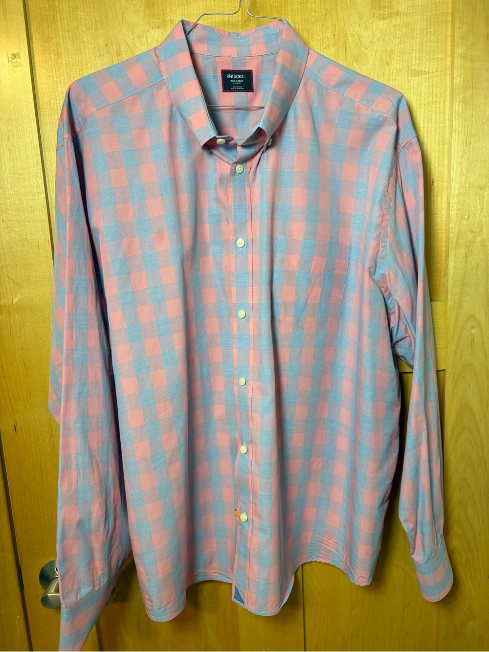 UNTUCKit Bookman Pink Blue Plaid Shirt 3XL Relaxed Fit